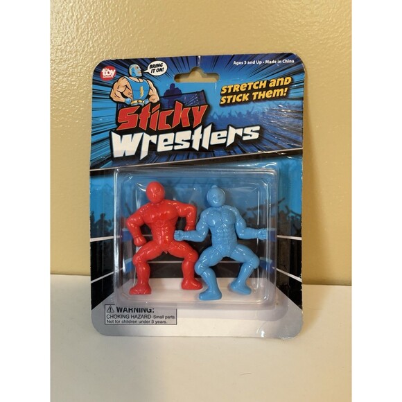 The Toy Network Sticky Wrestlers-Red & Blue-stretch and stick them NIP - Picture 2 of 4